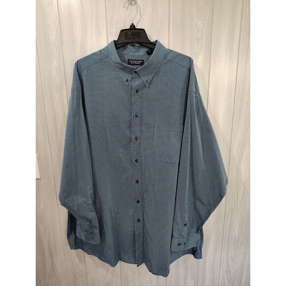 Roundtree & Yorke Mens 4XT Long Sleeve Button Up Shirt Blue Preppy Church Office - Picture 1 of 9